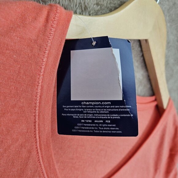 NWT Champion T-Shirt V Neck Women's Sz XXL 2XL Orange Pink Pullover Short Sleeve - Picture 8 of 10